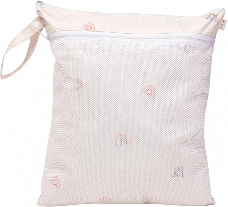 Ali+Oli Water Resistant Dual-Compartment Wet-Dry Bag for Travel, Hook to Stroller, Daycare, Diapers, Diaper Bag, Clutch Bag,15x12 inches (Rainbows) - Image 2